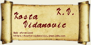 Kosta Vidanović vizit kartica